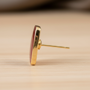 Red Resin Studs with Golden Finish