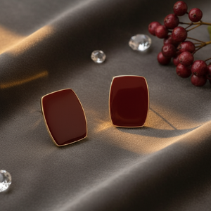 Red Resin Studs with Golden Finish