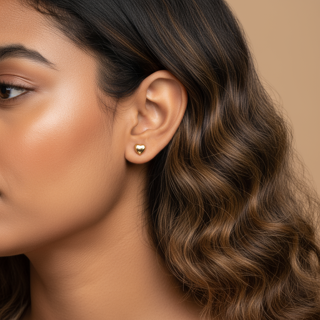 Saundarya- Heart-shaped Golden Earrings- Everyday Earrings