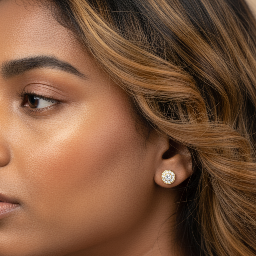 Taraangi- Golden Studs with American Diamonds- Everyday Studs