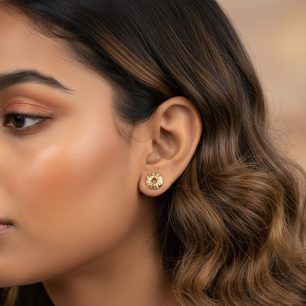 Manika- Golden Stud Earrings