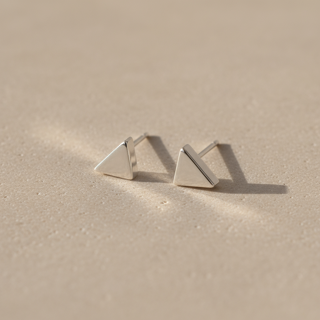Navika- Traingular Silver Stud Earrings