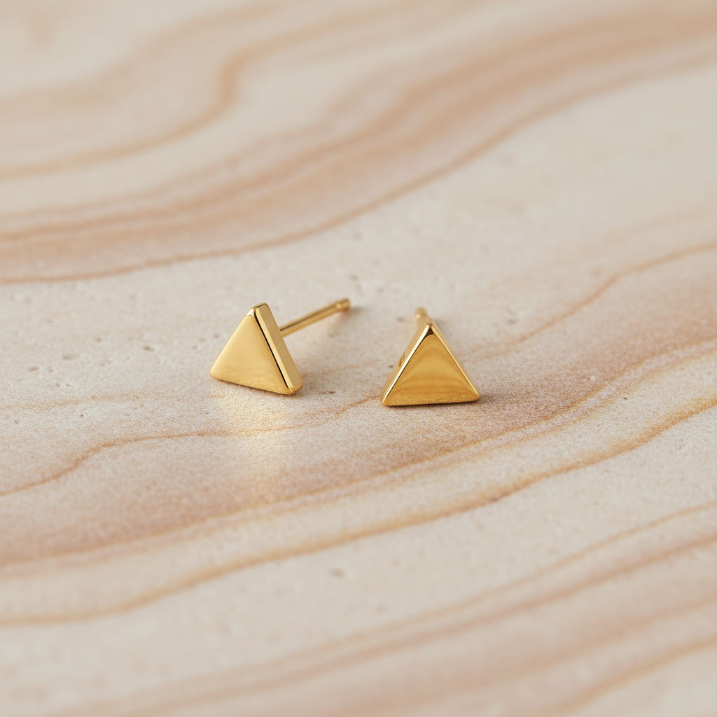 Arohi- Traingular Golden Stud Earrings