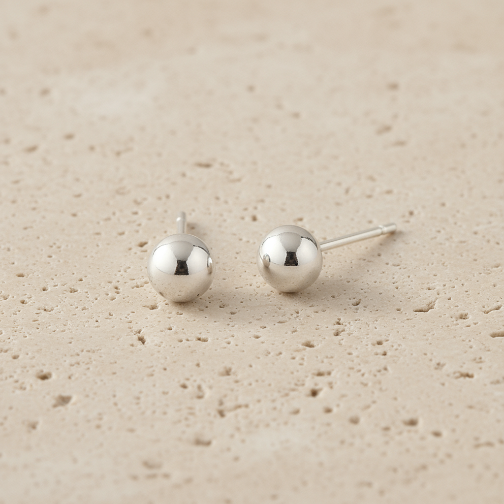 Moti- Silver Stud Earrings