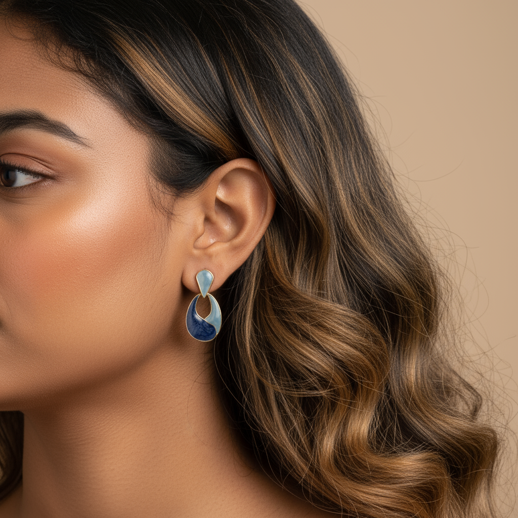 Sanidhya- Grey & Blue Resin Drop Earrings- Classy & Elegant