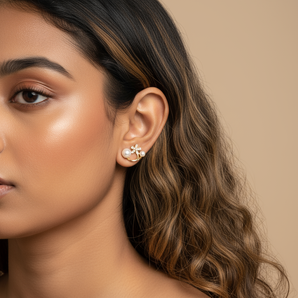 Sitara- Hanging Flower-shaped Studs- Cocktail Earrings