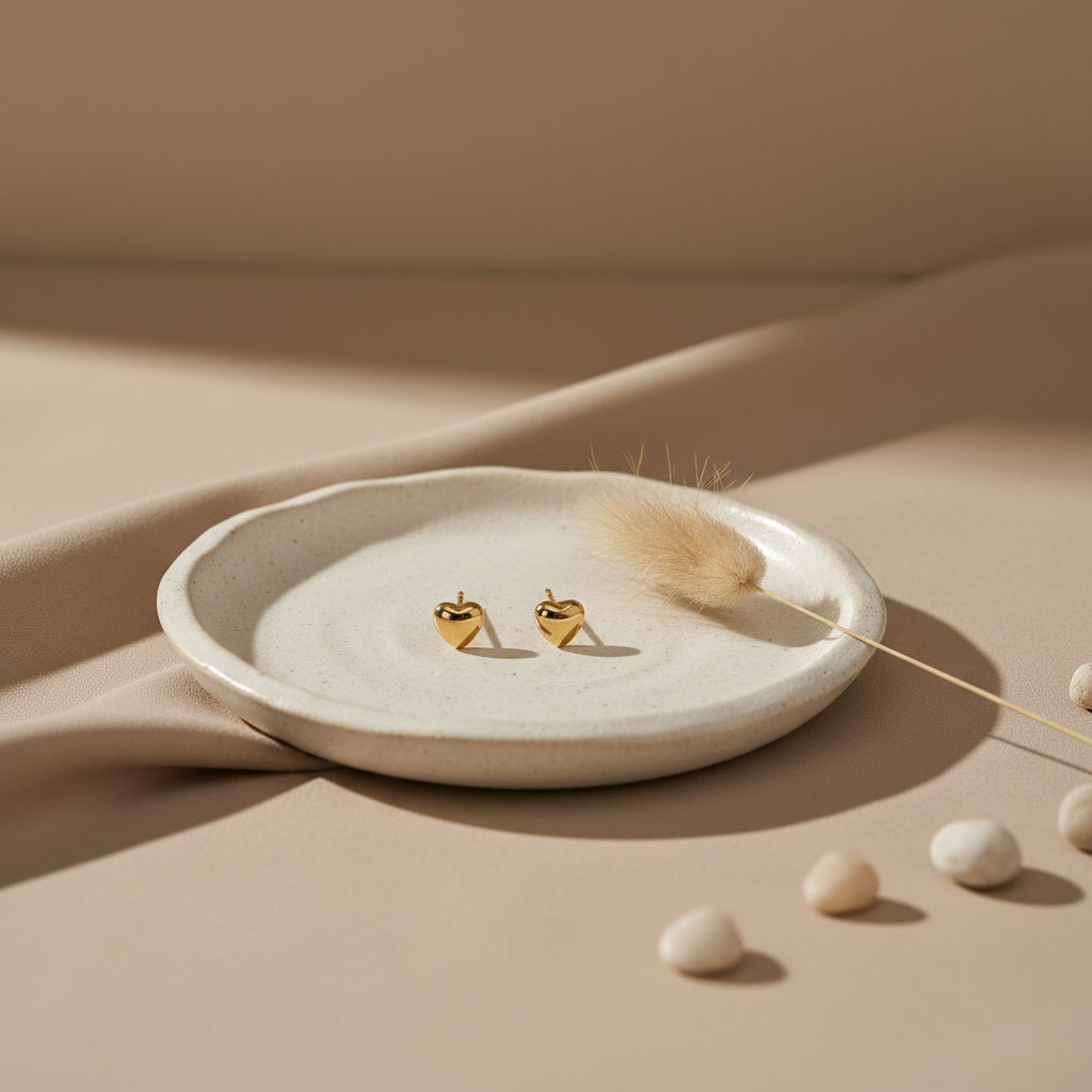 Saundarya- Heart-shaped Golden Earrings- Everyday Earrings