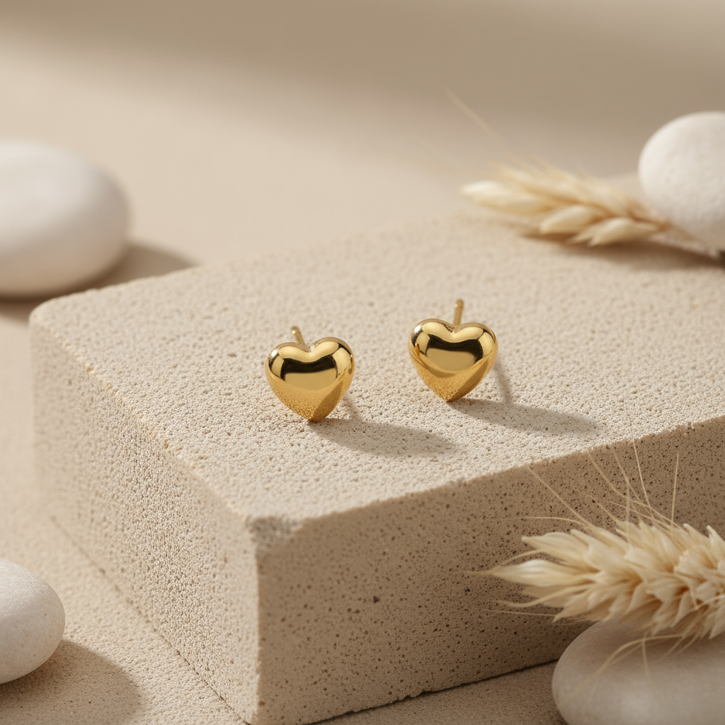 Saundarya- Heart-shaped Golden Earrings- Everyday Earrings