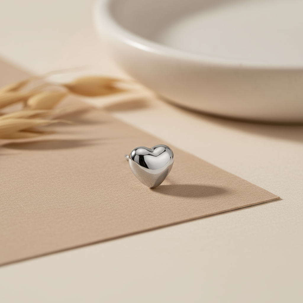 Chandni- Heart-shaped Silver-coloured Earrings- Everyday Studs