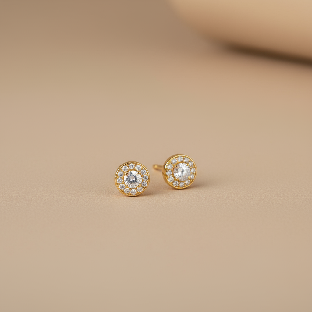 Taraangi- Golden Studs with American Diamonds- Everyday Studs