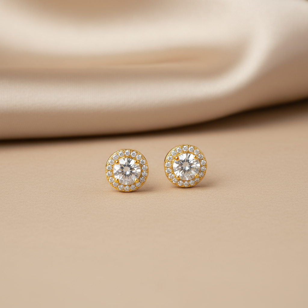 Taraangi- Golden Studs with American Diamonds- Everyday Studs