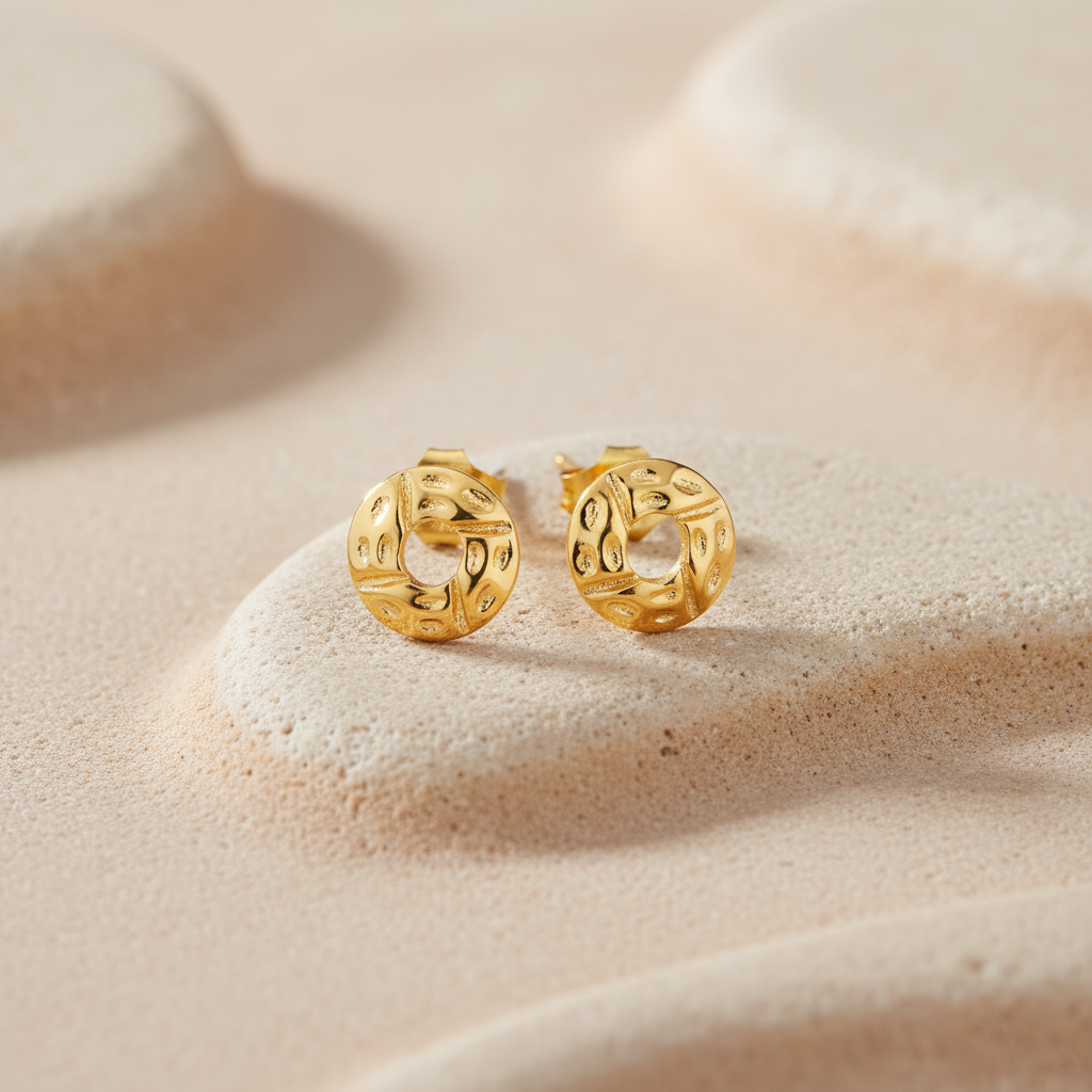 Manika- Golden Stud Earrings
