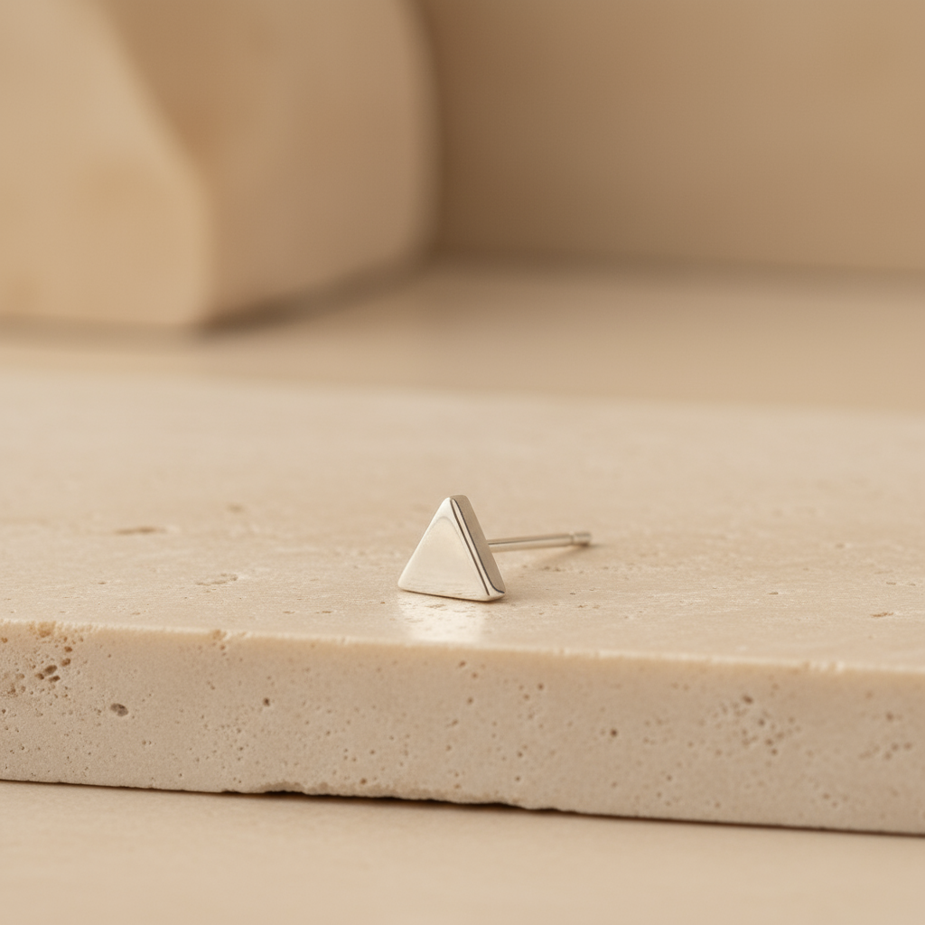 Navika- Traingular Silver Stud Earrings