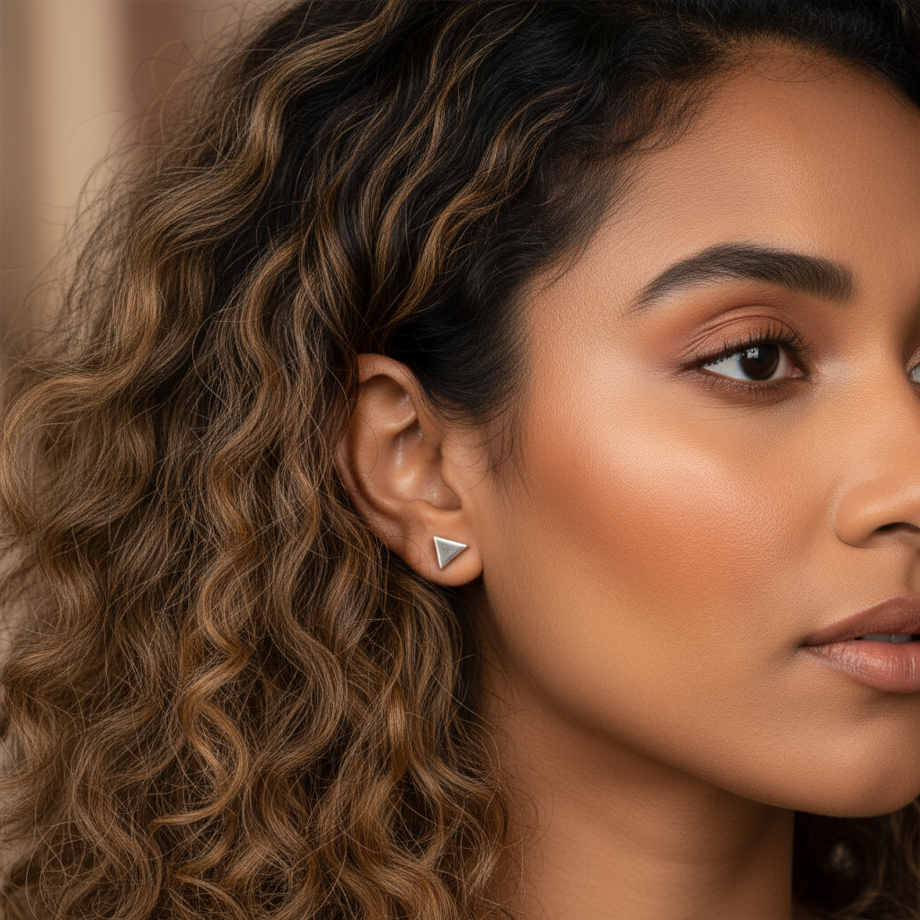 Navika- Traingular Silver Stud Earrings