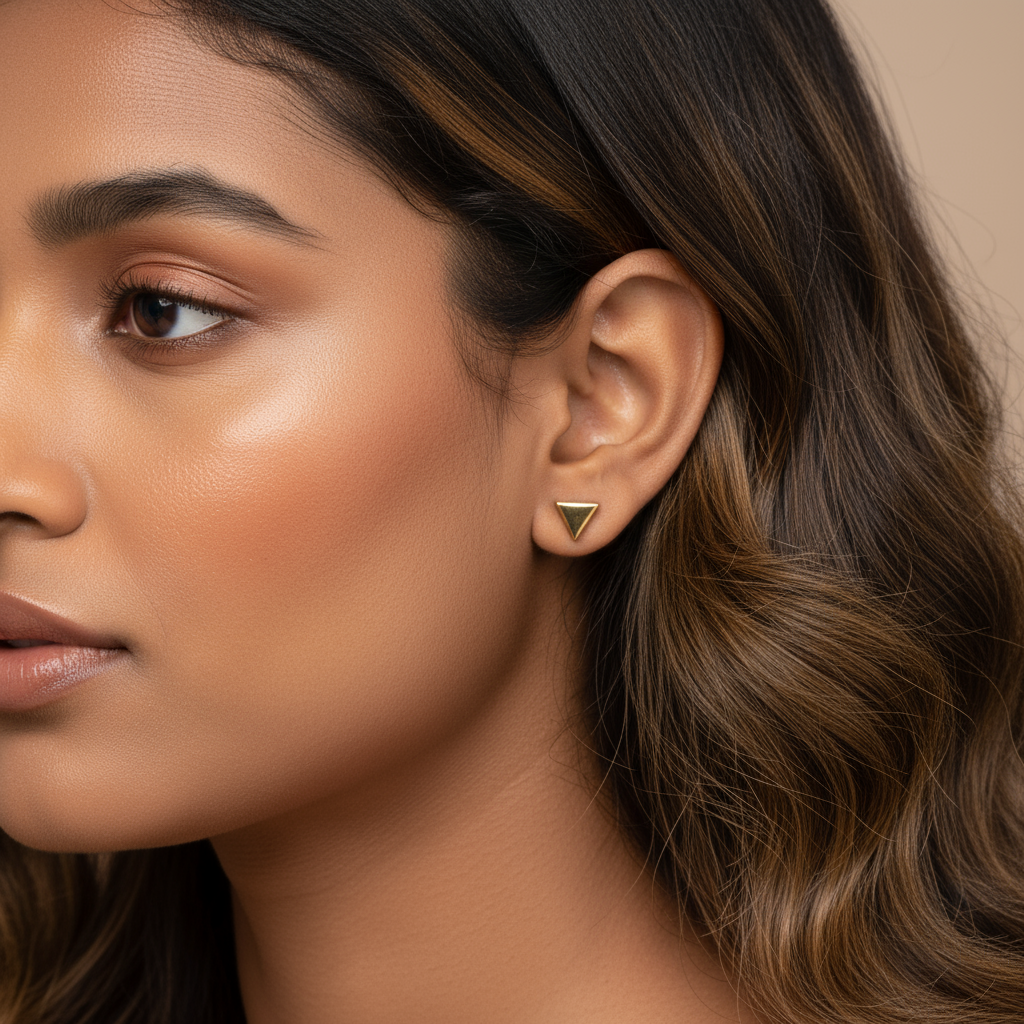 Arohi- Traingular Golden Stud Earrings