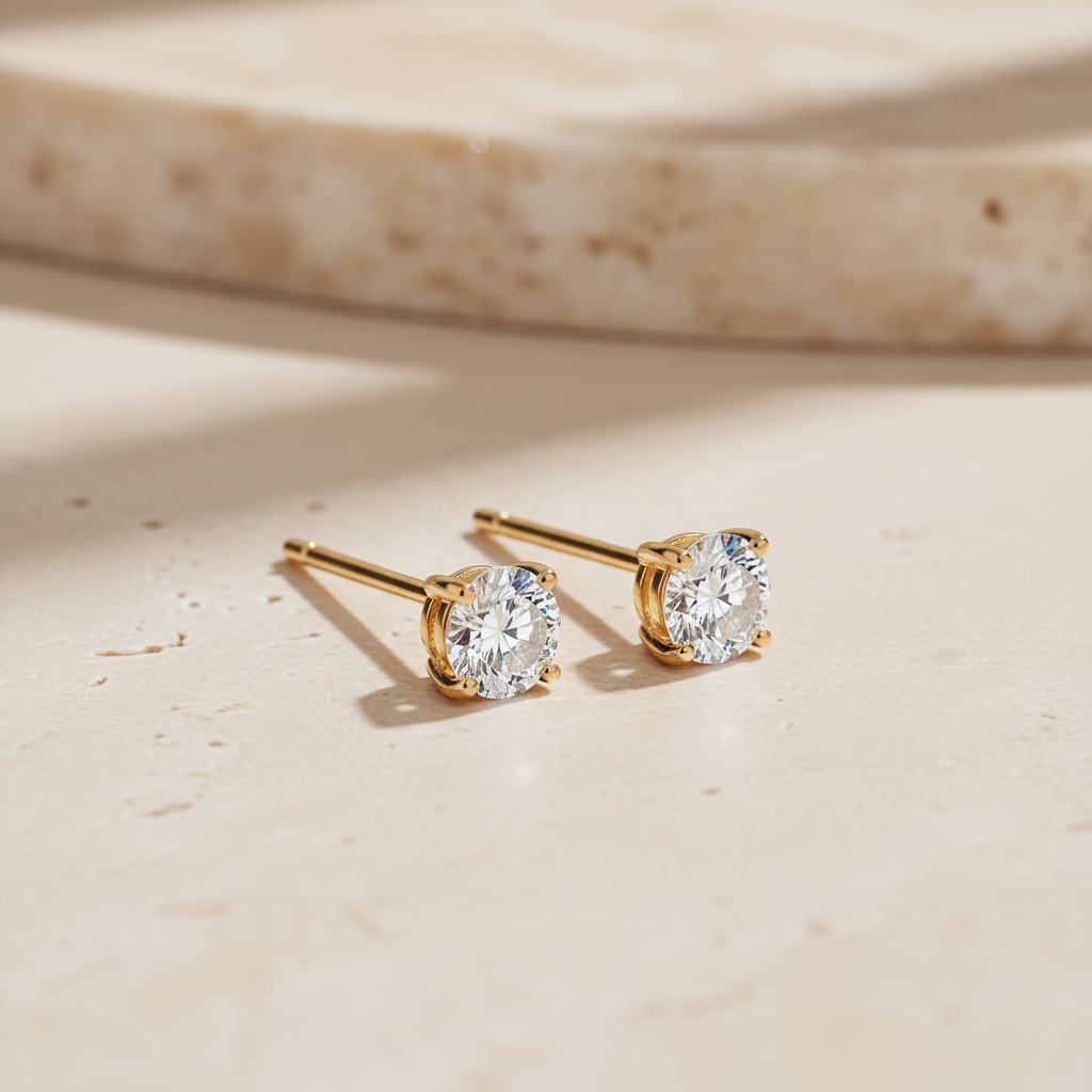 Manidhara- American-diamond studded Golden earrings