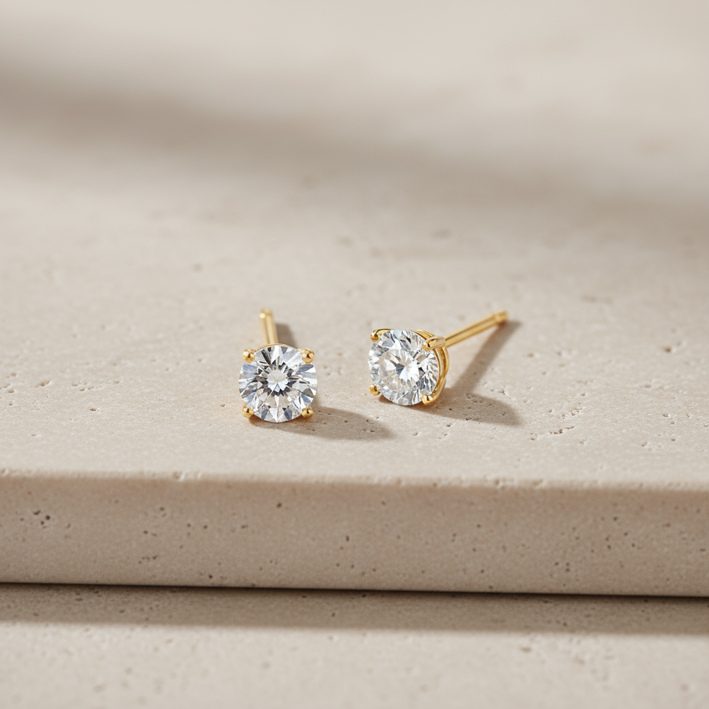 Manidhara- American-diamond studded Golden earrings