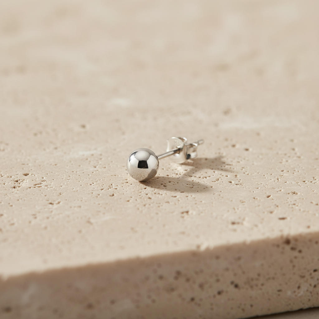 Moti- Silver Stud Earrings