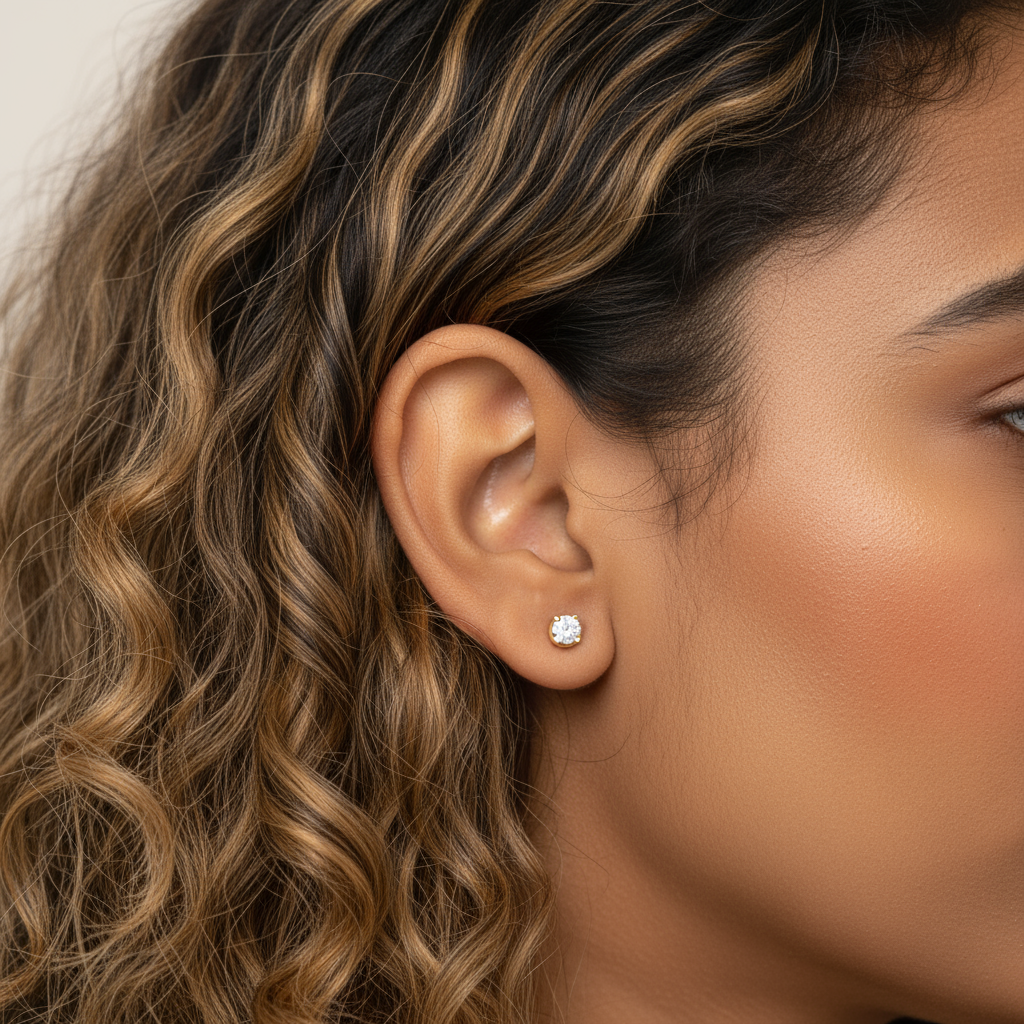 Jyotika- American-diamond studded golden earrings